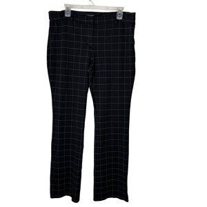 Express Women's 14R Black Windowpane Plaid Straight Leg Stretch Dress Pants